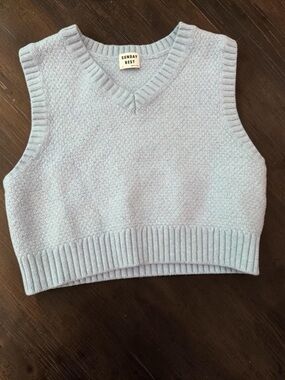Sunday Best Light Blue V-Neck Cable Knit Sweater Vest